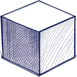 Ballpoint pen sketch of a 3D cube